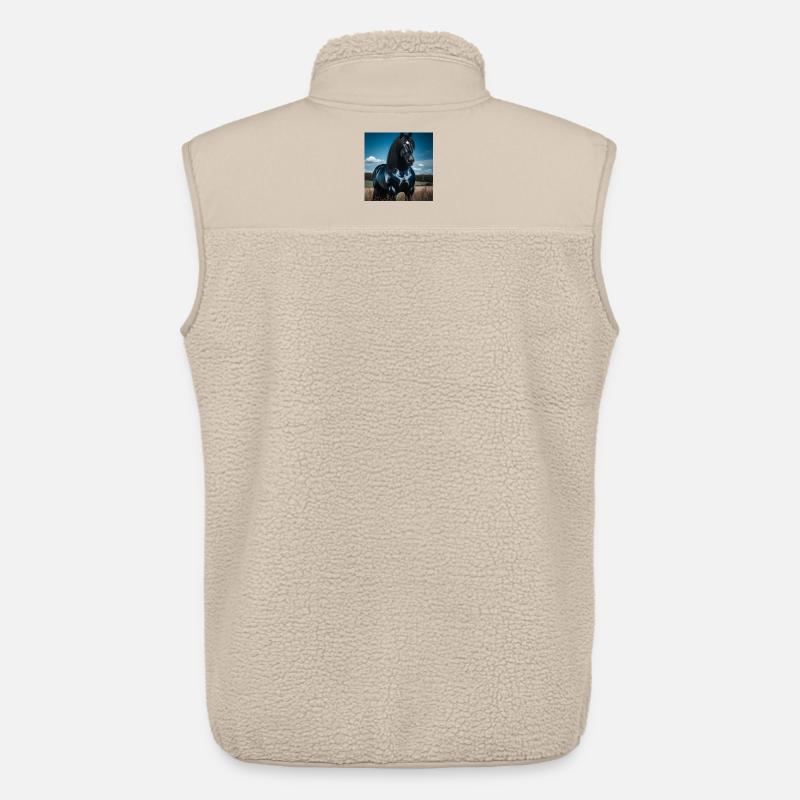 Mächtiges schwarzes Pferd - Unisex Sherpaweste von Stanley/Stella - Beige