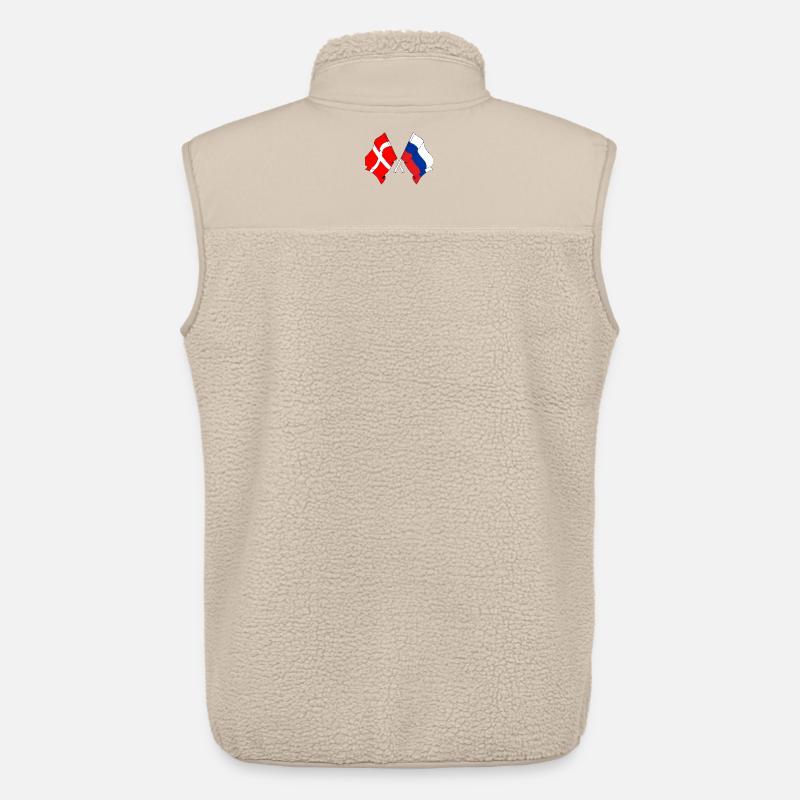 Drapeau Danemark, drapeau Russie - Veste sans manches sherpa unisexe Stanley/Stella - beige