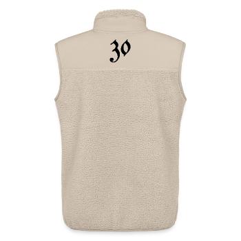 30. 30 JAHRE. 30. JAHRESTAG. 30-JÄHRIGES JUBILÄUM. - Unisex Sherpaweste von Stanley/Stella - Beige - Hinten - AI Model Male 178 light (178cm)