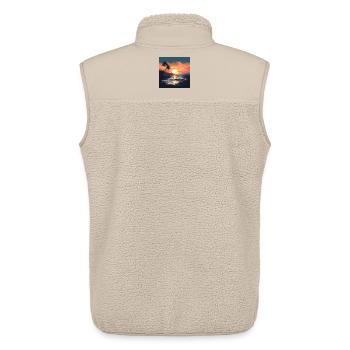 Coucher de soleil tropical sur la plage - Veste sans manches sherpa unisexe Stanley/Stella - beige - Dos - AI Model Male 178 light (178cm)