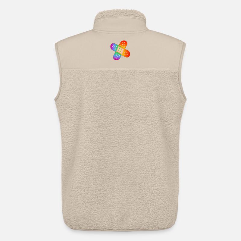 RAINBOW PATCH - Unisex Sherpa Gilet by Stanley/Stella - beige