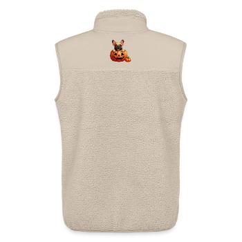 A French Bulldog in a Pumpkin - Unisex Sherpa Gilet by Stanley/Stella - beige - Back - AI Model Male 178 light (178cm)