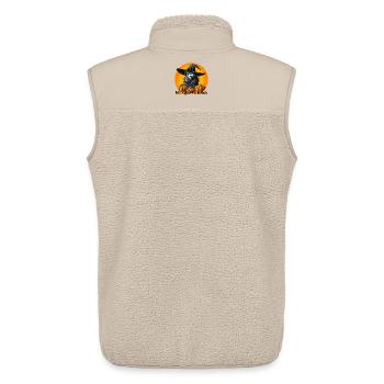 Chat d'Halloween avec chapeau de sorcière - Veste sans manches sherpa unisexe Stanley/Stella - beige - Dos - AI Model Male 178 light (178cm)