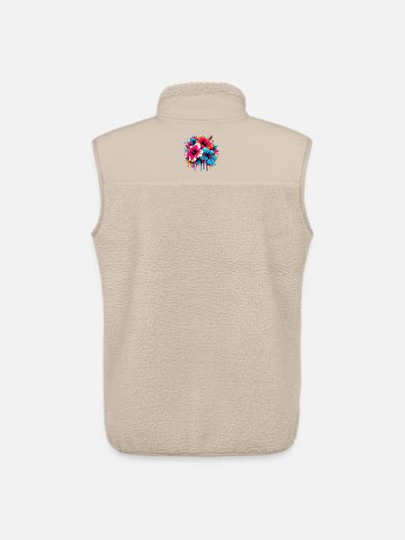 Hibiscus Flowers - Unisex Sherpa Gilet by Stanley/Stella - beige