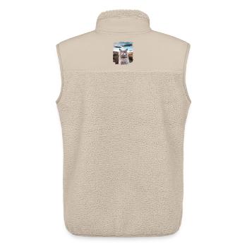 Funny British Shorthair Cat selfie with Alien UFOs - Unisex Sherpa Gilet by Stanley/Stella - beige - Back - AI Model Male 178 light (178cm)