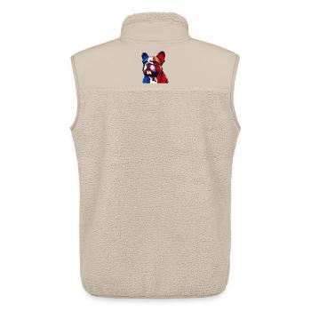 Bouledogue français Chien - Veste sans manches sherpa unisexe Stanley/Stella - beige - Dos - AI Model Male 178 light (178cm)