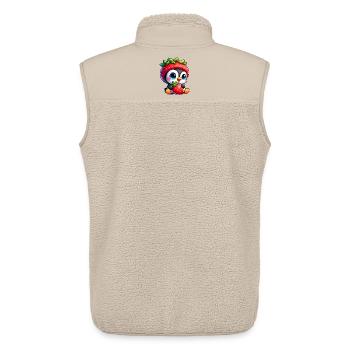 Lustiger Pinguin Erdbeere Hut Cartoon Frucht - Unisex Sherpaweste von Stanley/Stella - Beige - Hinten - AI Model Male 178 light (178cm)