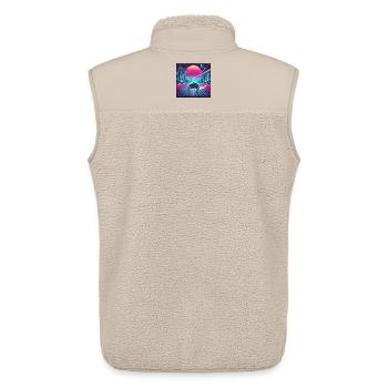 Neon Grid Odyssey – Synthwave meets Tron Legacy - Unisex Sherpa Gilet by Stanley/Stella - beige - Back - AI Model Male 178 light (178cm)