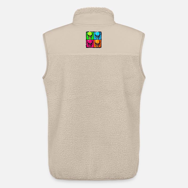 Bunte Totenköpfe - Unisex Sherpaweste von Stanley/Stella - Beige