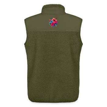 Hibiscus Flowers - Unisex Sherpa Gilet by Stanley/Stella - khaki - Back - AI Model Male 178 light (178cm)