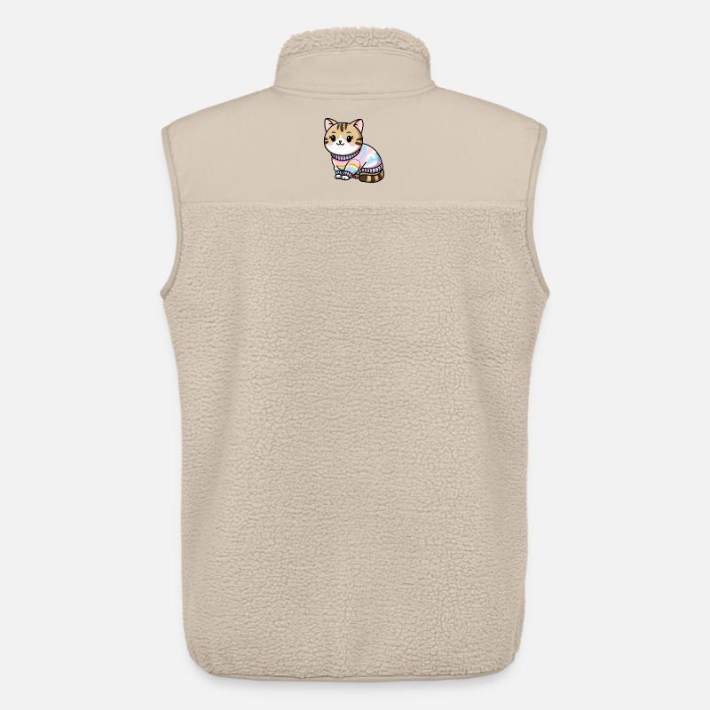 Kuscheliger Pullover Katze - Unisex Sherpaweste von Stanley/Stella - Beige