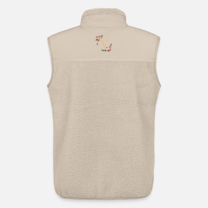 V Monogramm, Blumen-Kranz, personalisierbar - Unisex Sherpaweste von Stanley/Stella - Beige