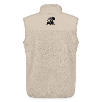 Fröhlicher Dackel im Sprung - schwarz weiß Porträt - Unisex Sherpaweste von Stanley/Stella - Beige - Hinten - AI Model Male 178 light (178cm)