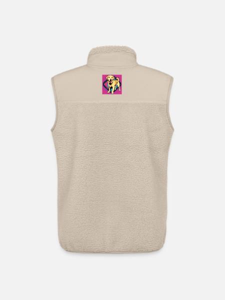 Comic Dog - Golden Retriever - Unisex Sherpa Gilet by Stanley/Stella - beige
