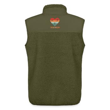 J’adore le cadeau de triathlon pour un triathlète - Veste sans manches sherpa unisexe Stanley/Stella - kaki - Dos - AI Model Male 178 light (178cm)