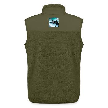 N-dless Nights: Sleeping cyberpunk girl - Unisex Sherpa Gilet by Stanley/Stella - khaki - Back - AI Model Male 178 light (178cm)