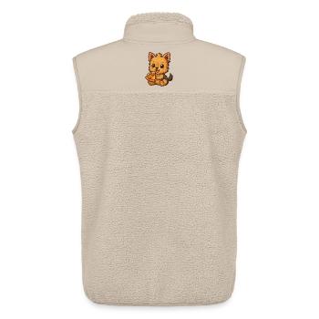 Süßer Yorkshire Terrier Pizza Cartoon - Unisex Sherpaweste von Stanley/Stella - Beige - Hinten - AI Model Male 178 light (178cm)