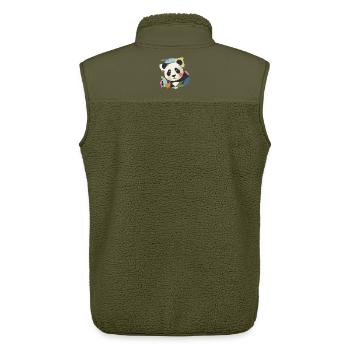 Happy panda in a modern collage look - Unisex Sherpa Gilet by Stanley/Stella - khaki - Back - AI Model Male 178 light (178cm)