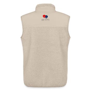 Rote und blaue Theatermasken mit Bühnenzitat - Unisex Sherpaweste von Stanley/Stella - Beige - Hinten - AI Model Male 178 light (178cm)