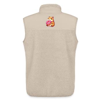 Cute Capybara with Donut Cute Snacking Dessert - Unisex Sherpa Gilet by Stanley/Stella - beige - Back - AI Model Male 178 light (178cm)