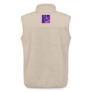 Illustration de licorne cyber néon - Veste sans manches sherpa unisexe Stanley/Stella - beige - Dos - AI Model Male 178 light (178cm)
