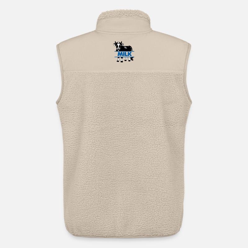 Milchkuh mit blauem Text "MILK" - Unisex Sherpaweste von Stanley/Stella - Beige