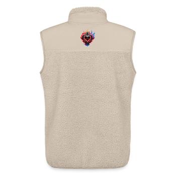 A flaming heart, the fire of love. - Unisex Sherpa Gilet by Stanley/Stella - beige - Back - AI Model Male 178 light (178cm)