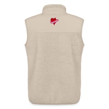 angebissenes Herz mit pinkem Banner - Unisex Sherpaweste von Stanley/Stella - Beige - Hinten - AI Model Male 178 light (178cm)