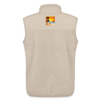 Tropischer Strand mit Pool und Sonnenuntergang - Unisex Sherpaweste von Stanley/Stella - Beige - Hinten - AI Model Male 178 light (178cm)