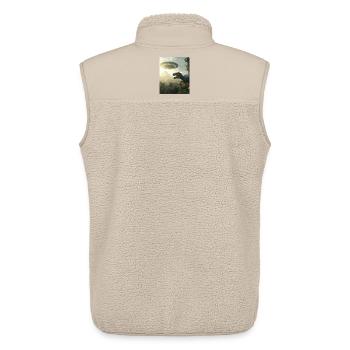 Selfie T-Rex avec OVNI - Veste sans manches sherpa unisexe Stanley/Stella - beige - Dos - AI Model Male 178 light (178cm)