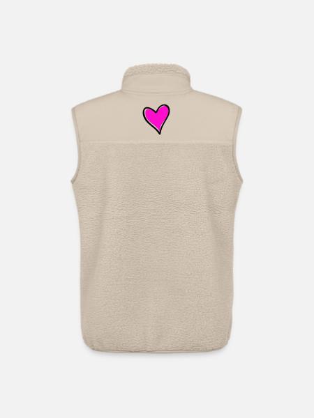 Bright Pink Heart Motif - Unisex Sherpa Gilet by Stanley/Stella - beige