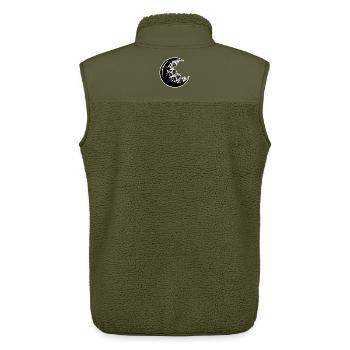 Illustration florale de la phase de lune - Veste sans manches sherpa unisexe Stanley/Stella - kaki - Dos - AI Model Male 178 light (178cm)