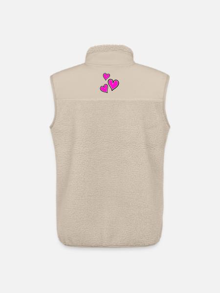 Bright Pink Heart Pattern - Unisex Sherpa Gilet by Stanley/Stella - beige