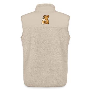 chien avec chope de bière dessin animé design - Veste sans manches sherpa unisexe Stanley/Stella - beige - Dos - AI Model Male 178 light (178cm)