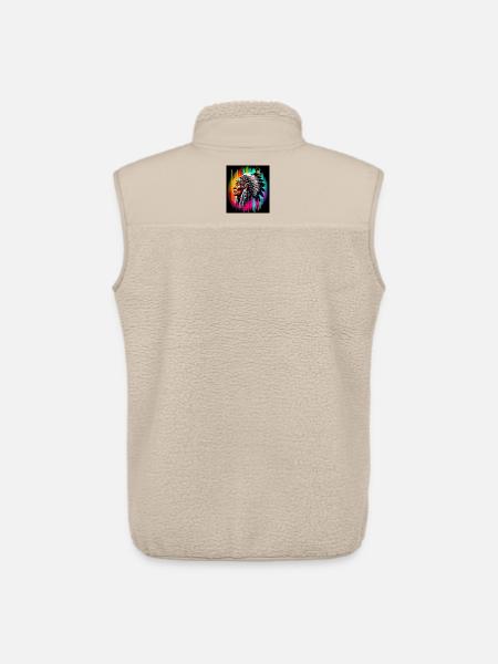American Indian American - Unisex Sherpa Gilet by Stanley/Stella - beige