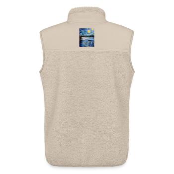 Chutes du Niagara style Van Gogh Nuit étoilée - Veste sans manches sherpa unisexe Stanley/Stella - beige - Dos - AI Model Male 178 light (178cm)