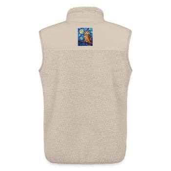 hibou oiseau style van gogh nuit étoilée - Veste sans manches sherpa unisexe Stanley/Stella - beige - Dos - AI Model Male 178 light (178cm)