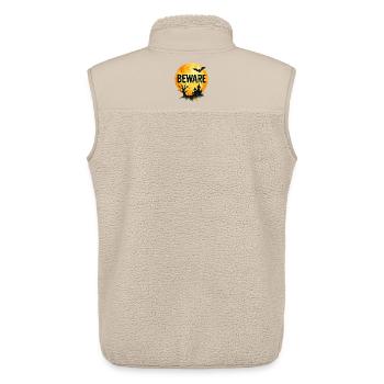 Maison hantée effrayante pour Halloween - Veste sans manches sherpa unisexe Stanley/Stella - beige - Dos - AI Model Male 178 light (178cm)