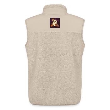 Cuddly Halloween Ghost Cat - Unisex Sherpa Gilet by Stanley/Stella - beige - Back - AI Model Male 178 light (178cm)