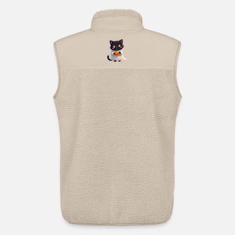 Chat d’Halloween avec citrouille d’Halloween - Veste sans manches sherpa unisexe Stanley/Stella - beige