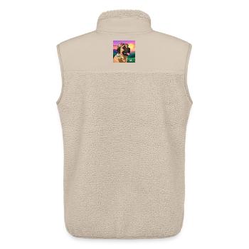 Mastiff mit Blumenkranz - Unisex Sherpaweste von Stanley/Stella - Beige - Hinten - AI Model Male 178 light (178cm)