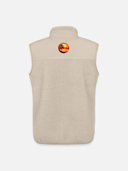 Sunset palm trees on the beach - Unisex Sherpa Gilet by Stanley/Stella - beige