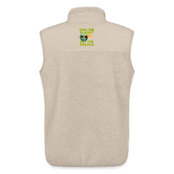 Refroidir la planète, pas les gens Climat - Veste sans manches sherpa unisexe Stanley/Stella - beige - Dos - AI Model Male 178 light (178cm)
