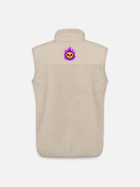Orange pumpkin with purple flames - Unisex Sherpa Gilet by Stanley/Stella - beige