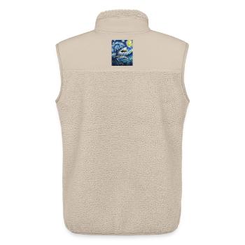 Shark Fish Van Gogh Style Starry Night - Unisex Sherpa Gilet by Stanley/Stella - beige - Back - AI Model Male 178 light (178cm)