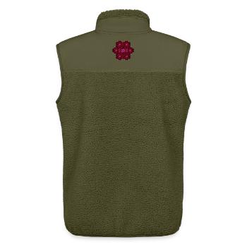 Om Symbole Hexagone Mandala Méditation Festival Goa - Veste sans manches sherpa unisexe Stanley/Stella - kaki - Dos - AI Model Male 178 light (178cm)