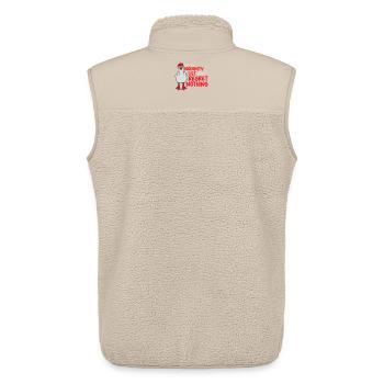 Sur la liste des vilains et je ne regrette rien Böse Möwe - Veste sans manches sherpa unisexe Stanley/Stella - beige - Dos - AI Model Male 178 light (178cm)