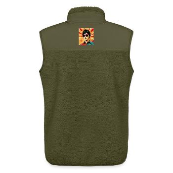 Style Pop Art Fille Rétro - Design Vintage Cool - Veste sans manches sherpa unisexe Stanley/Stella - kaki - Dos - AI Model Male 178 light (178cm)