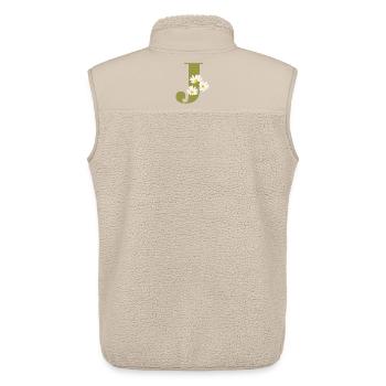 Lettre j vert marguerites - Veste sans manches sherpa unisexe Stanley/Stella - beige - Dos - AI Model Male 178 light (178cm)