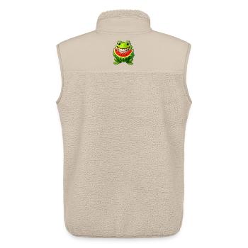 Cheerful frog toad with watermelon summer - Unisex Sherpa Gilet by Stanley/Stella - beige - Back - AI Model Male 178 light (178cm)